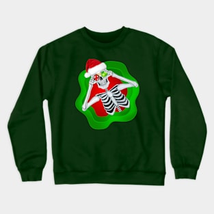 Funny Christmas Skeleton Santa Hat Ornaments Crewneck Sweatshirt